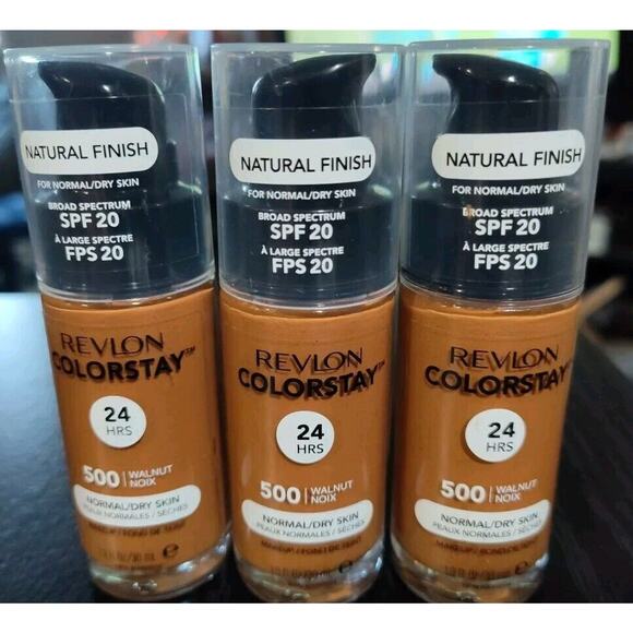 3 Revlon ColorStay Longwear Makeup 24 Hour Normal/Dry Skin 500 Walnut 1 oz. - Picture 1 of 2